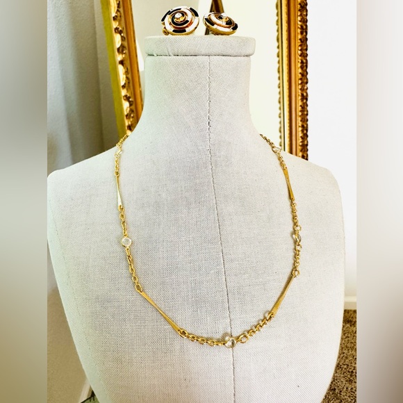 Vintage Rhinestone Earrings & Dainty Crystal Necklace - Picture 3 of 17